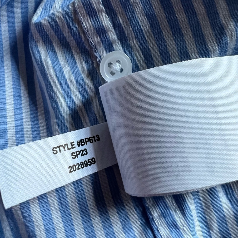 J. Crew Blue & White striped blouse. L. XL. Button Down Shirt. Size 14. - Picture 4 of 14